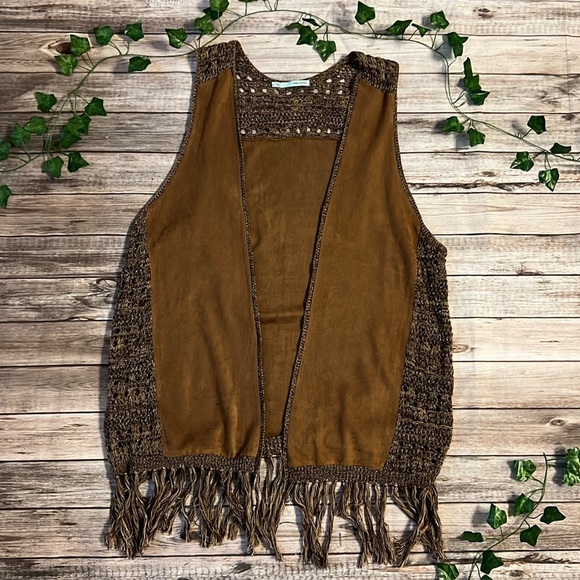 Maurices Brown Fringe Open-Front Tunic - Picture 1 of 4